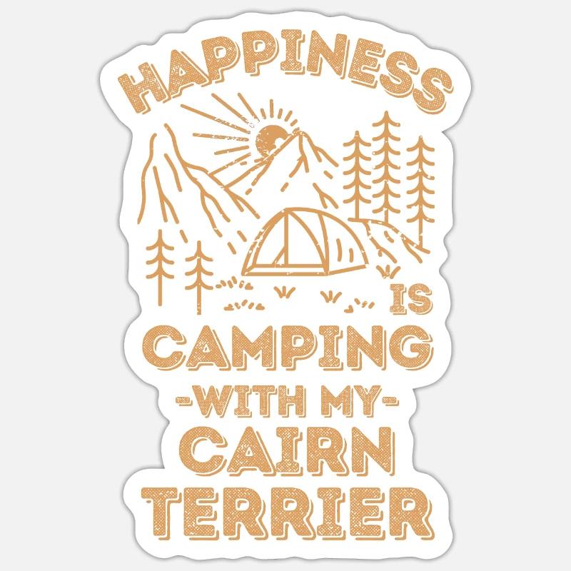 Camping with cairn-terrier - Sticker size S (10 x 10 cm) - white matte