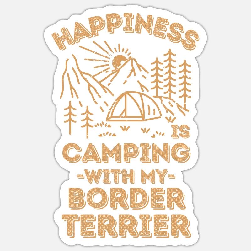Camping mit Border-Terrier - Sticker Größe S (10 x 10 cm) - Mattweiß