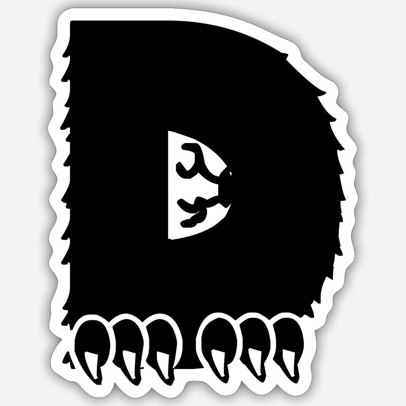 Monster Buchstabe D - Sticker Größe S (10 x 10 cm) - Mattweiß