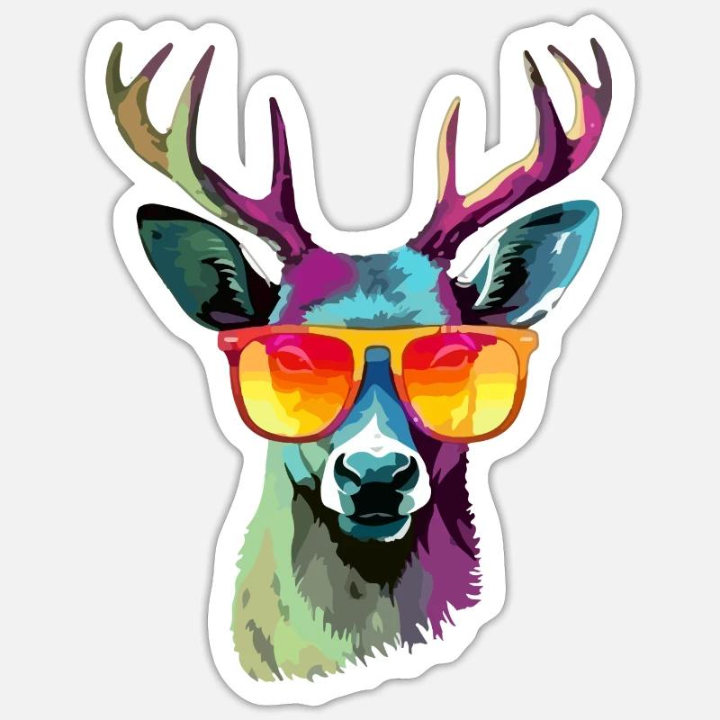 Jack das bebrillte Reh - Sticker Größe S (10 x 10 cm) - Mattweiß