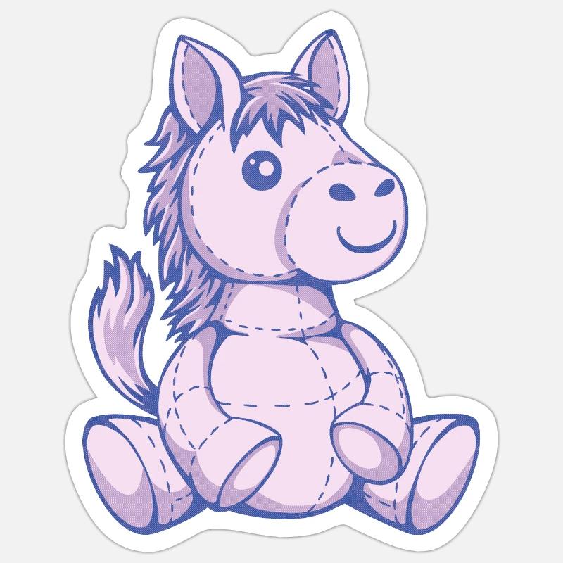 süßes Stofftier Pferd - Sticker Größe S (10 x 10 cm) - Mattweiß