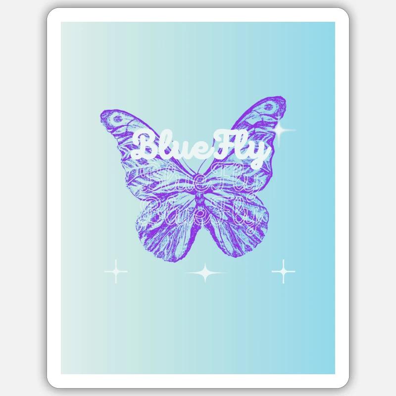 bluefly - Sticker Größe S (10 x 10 cm) - Mattweiß