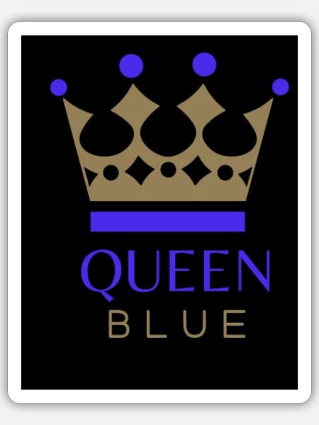 Queen🔵 blue - Sticker Größe S (10 x 10 cm) - Mattweiß