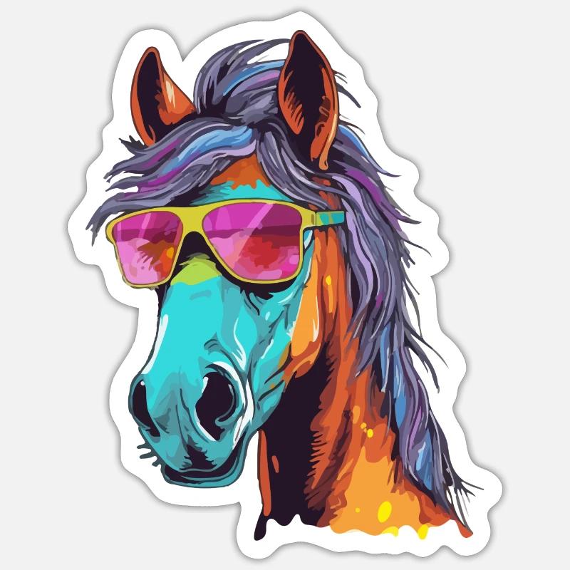 Tempete le cheval - Sticker taille S (10 x 10 cm) - blanc mat