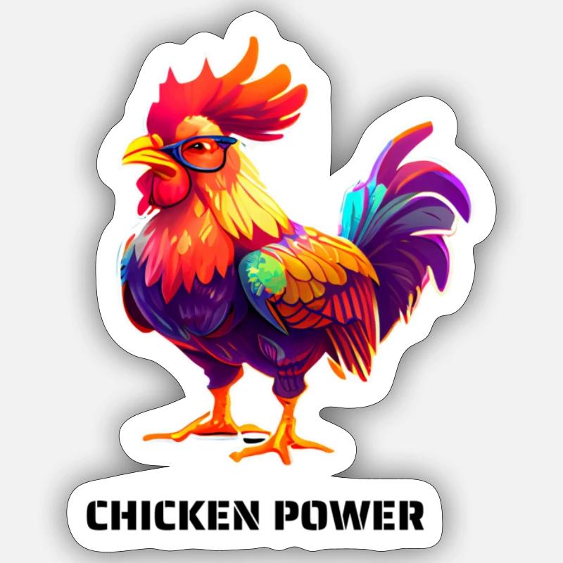 CHICKEN POWER - Sticker size S (10 x 10 cm) - white matte