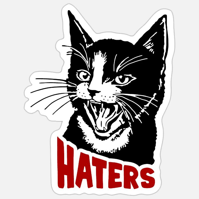 Chat et ennemi - Sticker taille S (10 x 10 cm) - blanc mat