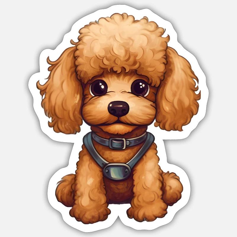 Doux bébé caniche chien Sticker taille S (10 x 10 cm)