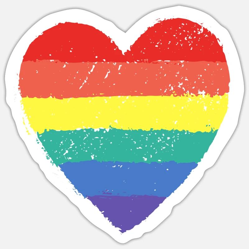 Rainbow Heart & Pride - Sticker Größe S (10 x 10 cm) - Mattweiß