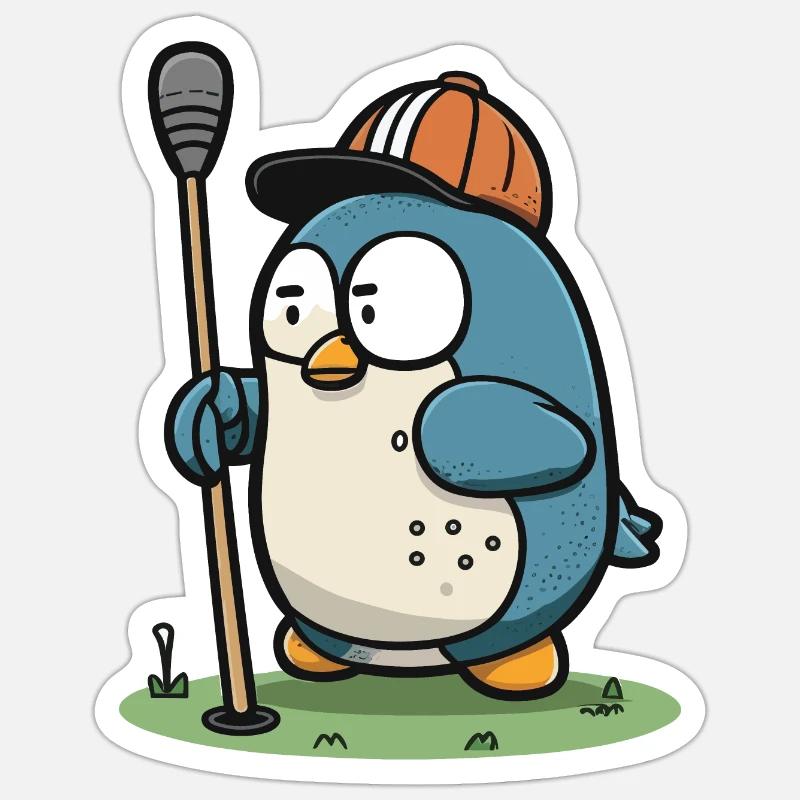 Golf Pro Pinguin - Sticker Größe S (10 x 10 cm) - Mattweiß