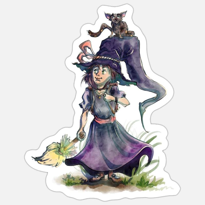 Little Witch - Sticker taille S (10 x 10 cm) - blanc mat