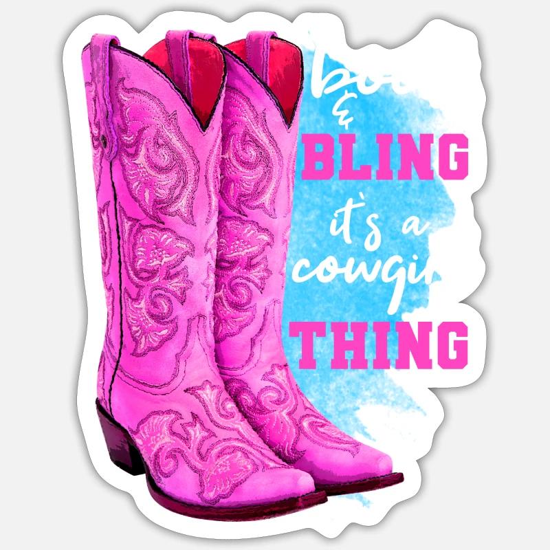 Bottes et Bling - Sticker taille S (10 x 10 cm) - blanc mat
