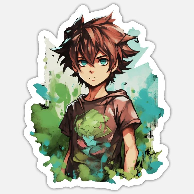 Anime Boy - Sticker Größe S (10 x 10 cm) - Mattweiß