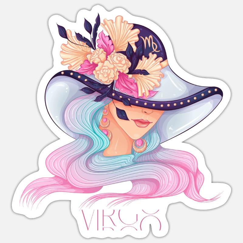 Jungfrau - Sticker Größe S (10 x 10 cm) - Mattweiß