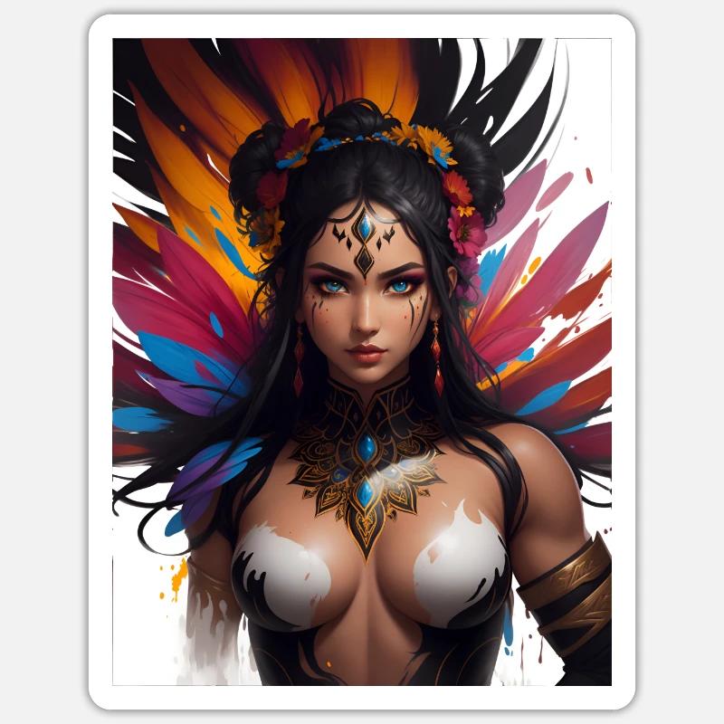 Amazonen-Krieger - Sticker Größe S (10 x 10 cm) - Mattweiß
