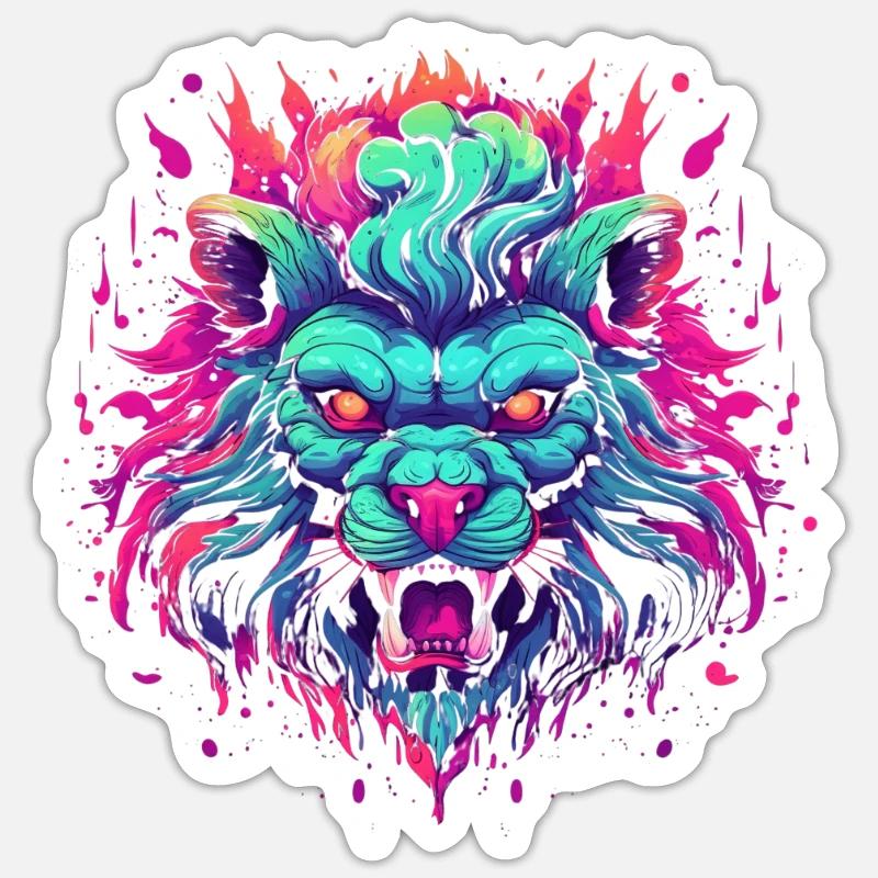 Le roi Léon - Sticker taille S (10 x 10 cm) - blanc mat