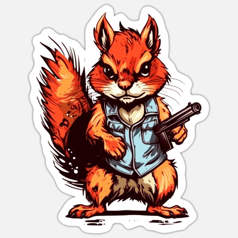 Squirrel as an armed mercenary Sticker size S (10 x 10 cm)