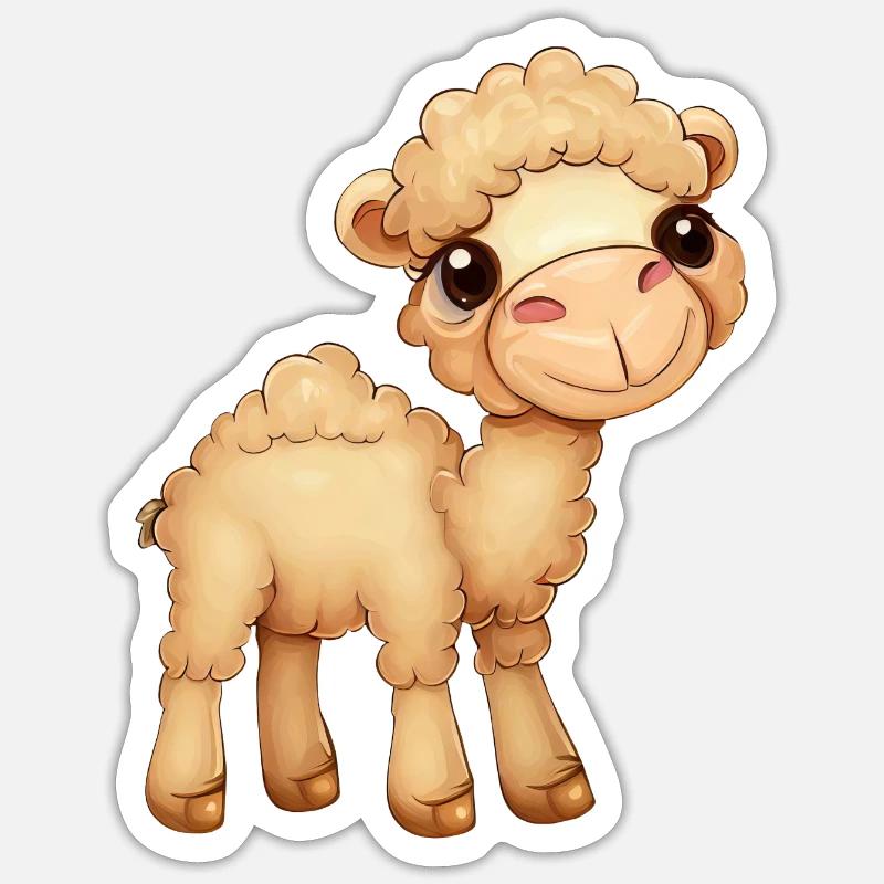 Dromadaire moelleux mignon - Sticker taille S (10 x 10 cm) - blanc mat