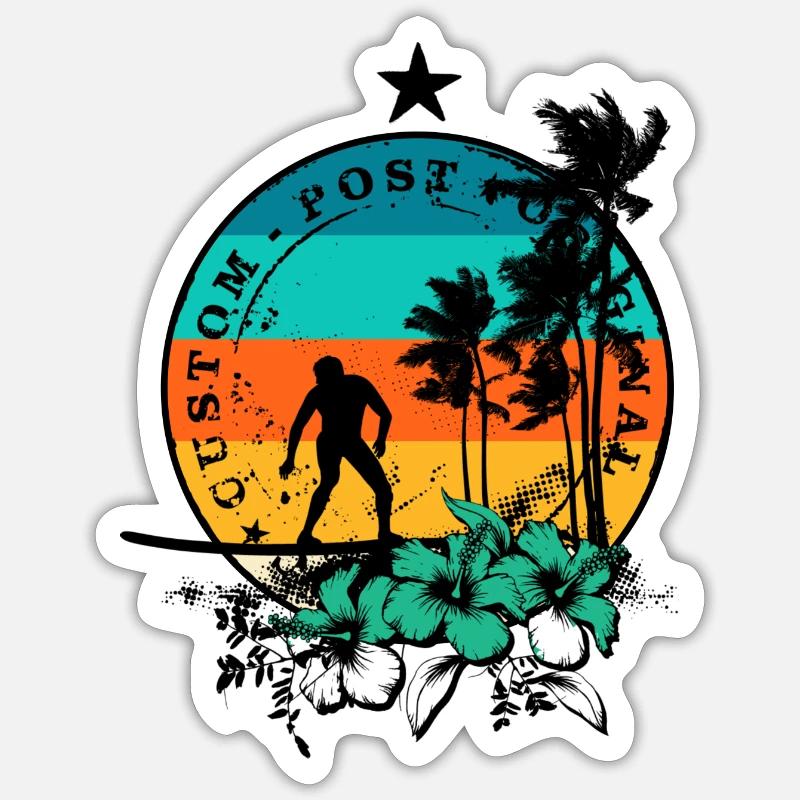 Surf rétro Sticker taille S (10 x 10 cm)