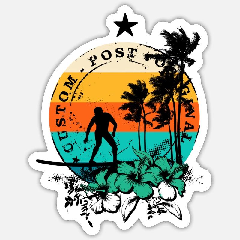 Surf rétro Sticker taille S (10 x 10 cm)