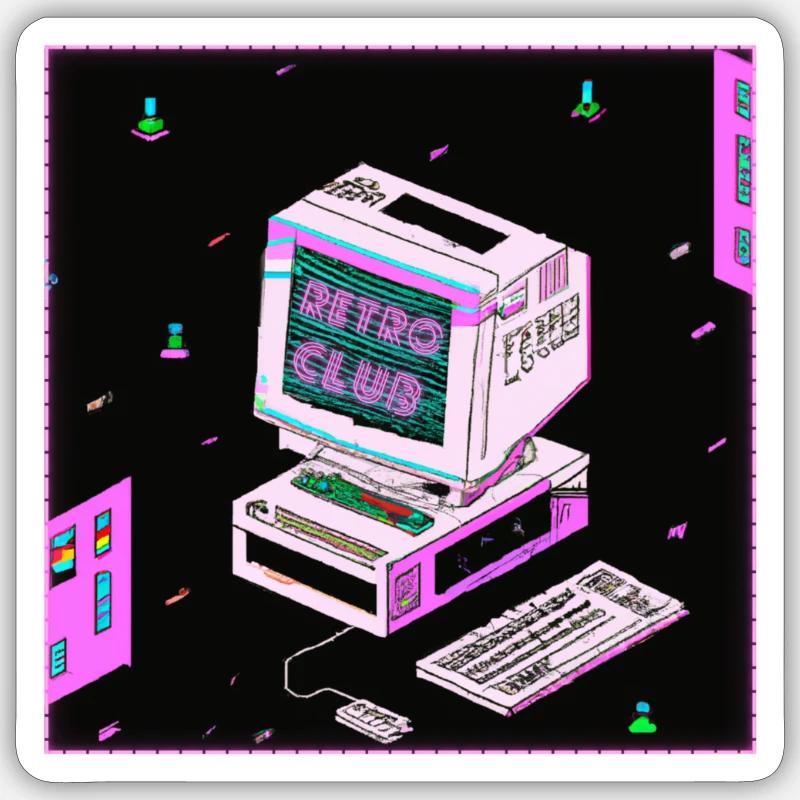 Retro Computer aus den 90ern - Sticker Größe S (10 x 10 cm) - Mattweiß