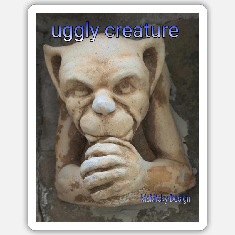 Créature Uggly - Sticker taille S (10 x 10 cm) - blanc mat
