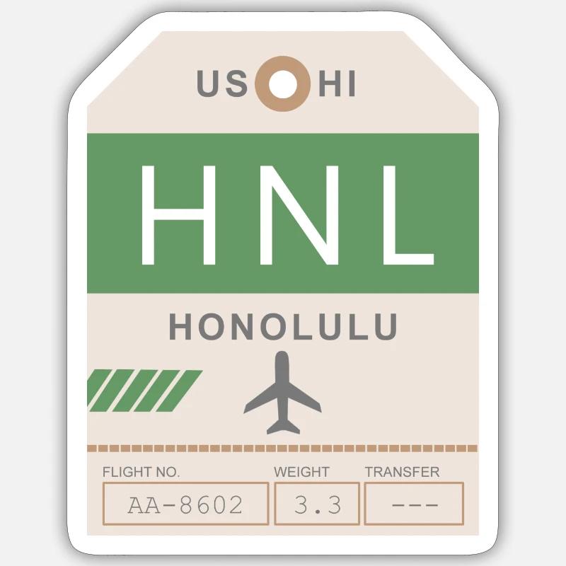 Aéroport d’Honolulu 1950 - Sticker taille S (10 x 10 cm) - blanc mat