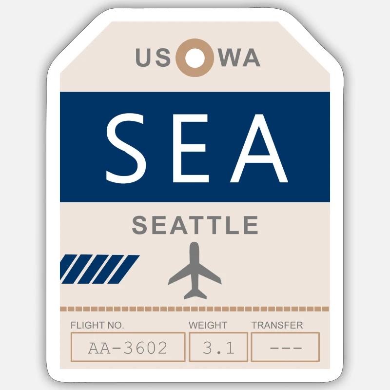 Aéroport de Seattle 1950 - Sticker taille S (10 x 10 cm) - blanc mat