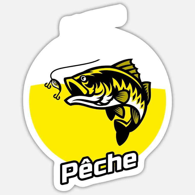 Passion pêche - Sticker taille S (10 x 10 cm) - blanc mat