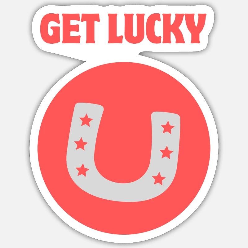 Get Lucky / Horseshoe - Sticker taille S (10 x 10 cm) - blanc mat