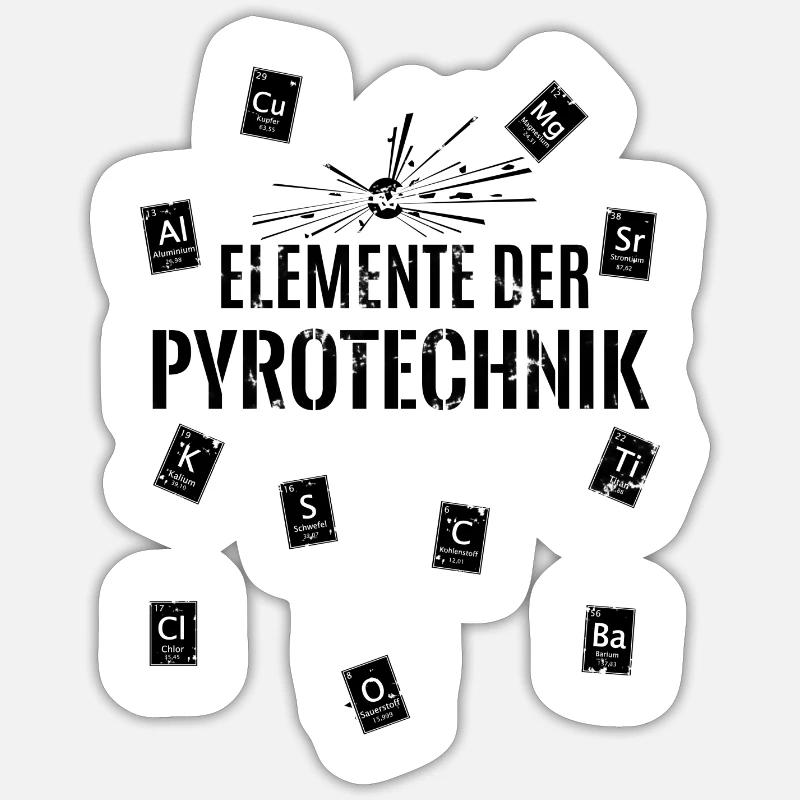 Pyro Elemente - Sticker Größe S (10 x 10 cm) - Mattweiß