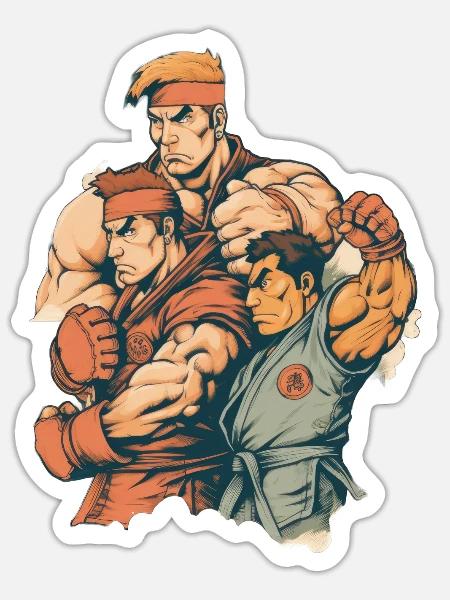 Mutiges Streetfighter-Design für Kampffans - Sticker Größe S (10 x 10 cm) - Mattweiß