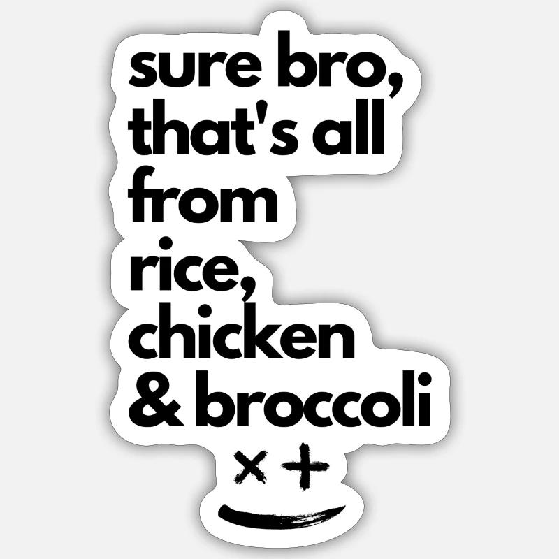 rice chicken broccoli - Sticker Größe S (10 x 10 cm) - Mattweiß