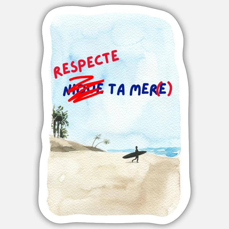 Respecte ta mer - protéger l'environnement - Sticker taille S (10 x 10 cm) - blanc mat