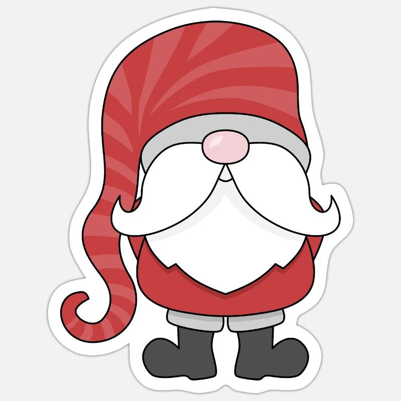Niedlicher Wichtel oder Gnom - Sticker Größe S (10 x 10 cm) - Mattweiß