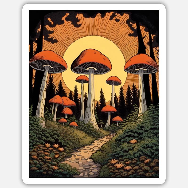 Magic Mushroom Forest Sticker size S (10 x 10 cm)
