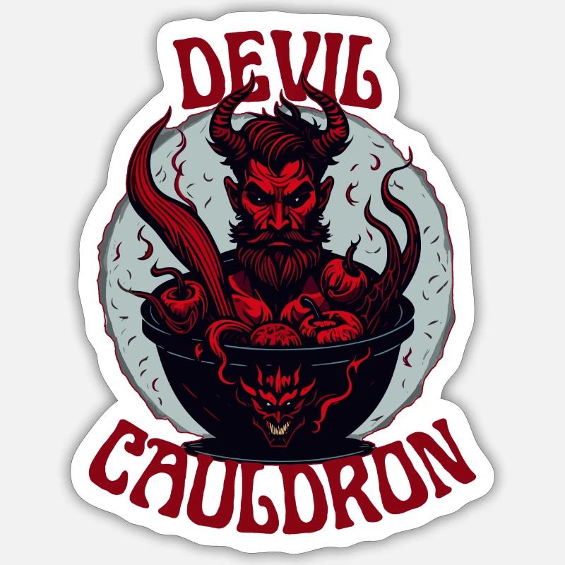 Devil Cauldron Hells Kitchen - Sticker Größe S (10 x 10 cm) - Mattweiß