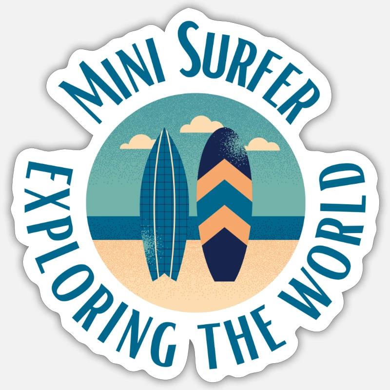 Le petit surfeur explore le monde Sticker taille S (10 x 10 cm)