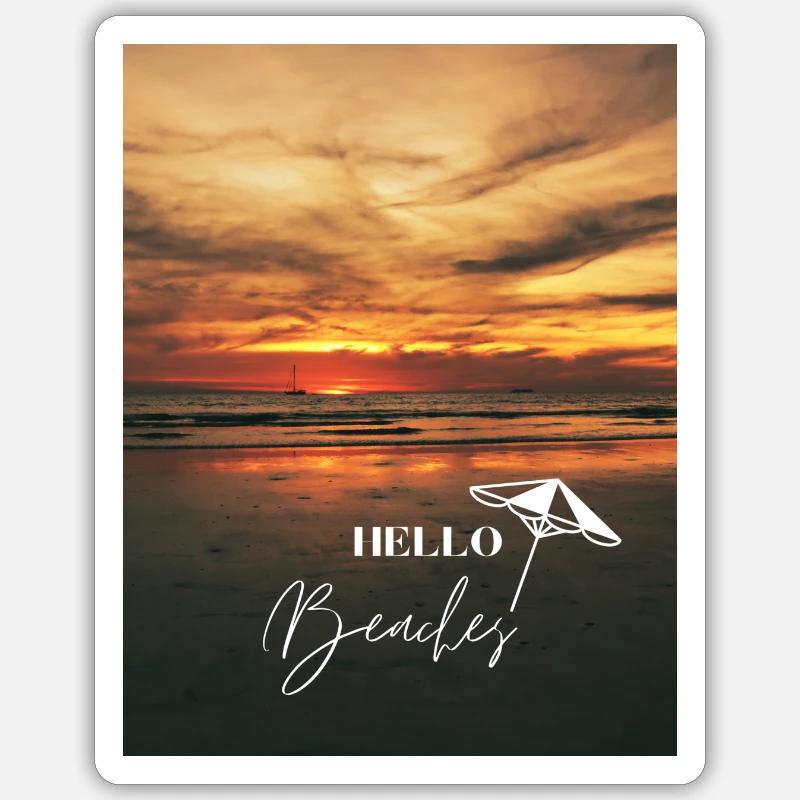 Hello beaches - Sticker Größe S (10 x 10 cm) - Mattweiß