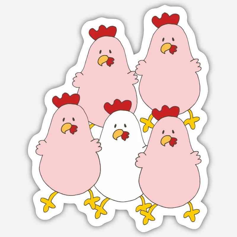 Groupe de poulets - Sticker taille S (10 x 10 cm) - blanc mat