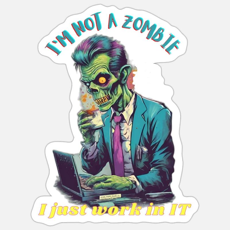 Zombie-IT-Arbeiter Sticker Größe S (10 x 10 cm)