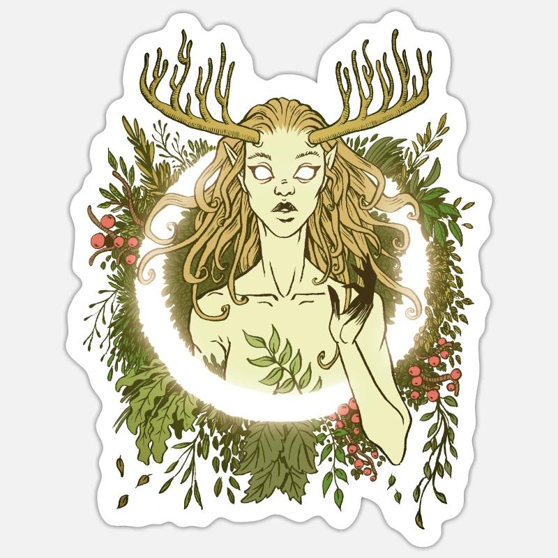 Déesse de la forêt Sticker taille S (10 x 10 cm)