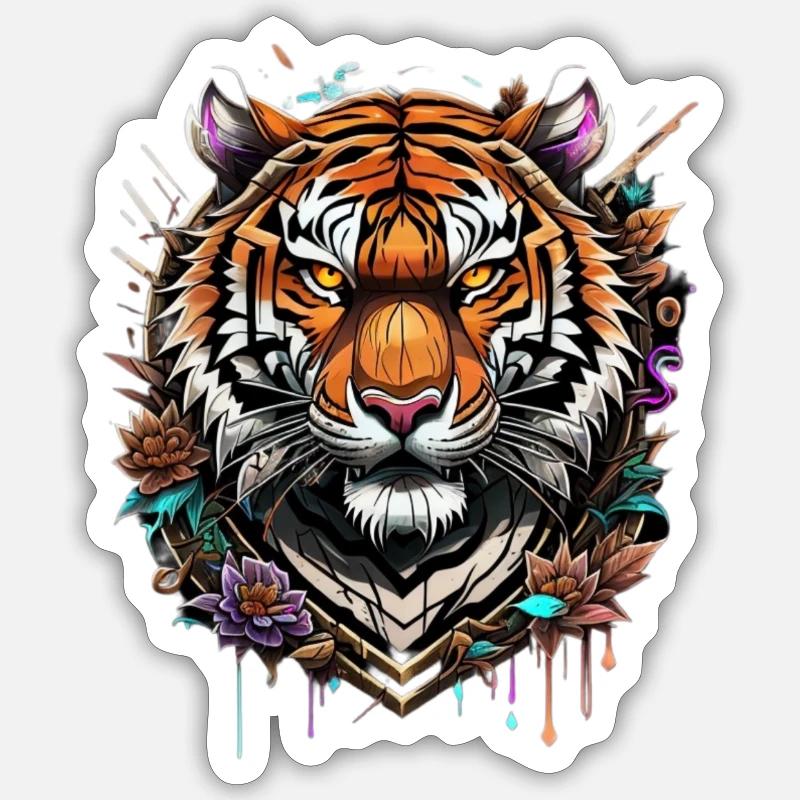 Graffiti Tiger - Sticker size S (10 x 10 cm) - white matte