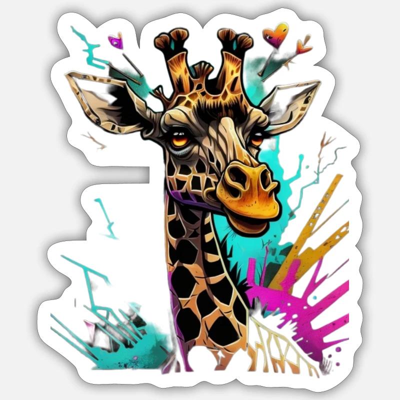 Graffiti Girafe - Sticker taille S (10 x 10 cm) - blanc mat