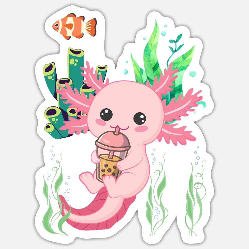Axolotl - Sticker taille S (10 x 10 cm) - blanc mat