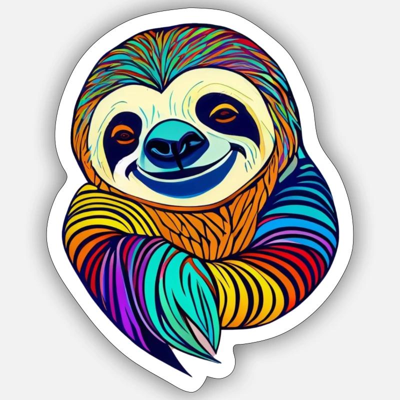 Faultier - Sticker Größe S (10 x 10 cm) - Mattweiß