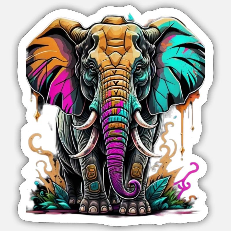 Graffiti Elephant - Sticker size S (10 x 10 cm) - white matte