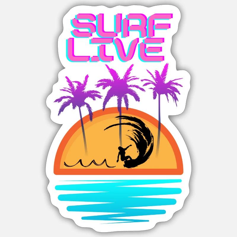 Surf Live - Sticker Größe S (10 x 10 cm) - Mattweiß