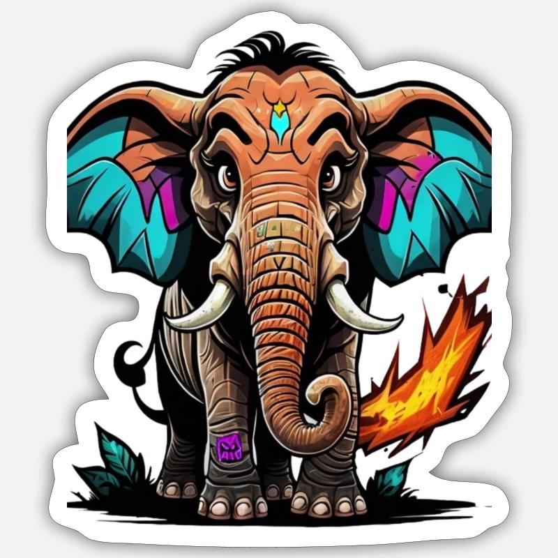 Graffiti Elefant - Sticker Größe S (10 x 10 cm) - Mattweiß