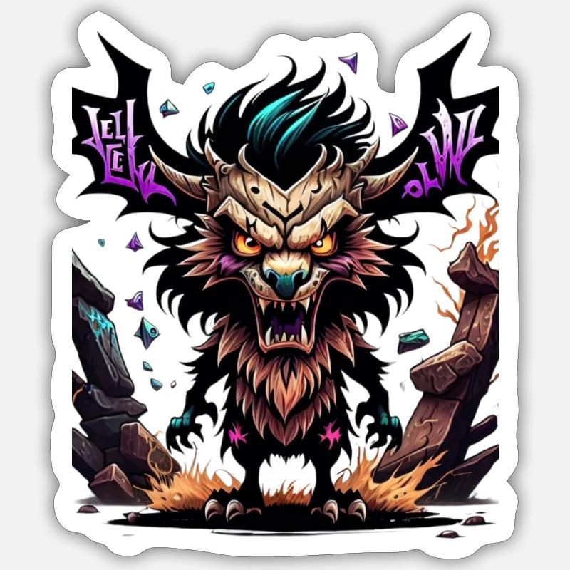 Monstre graffiti - Sticker taille S (10 x 10 cm) - blanc mat