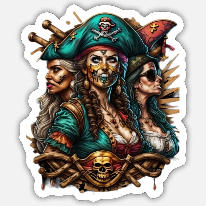 Pirates - Sticker taille S (10 x 10 cm) - blanc mat